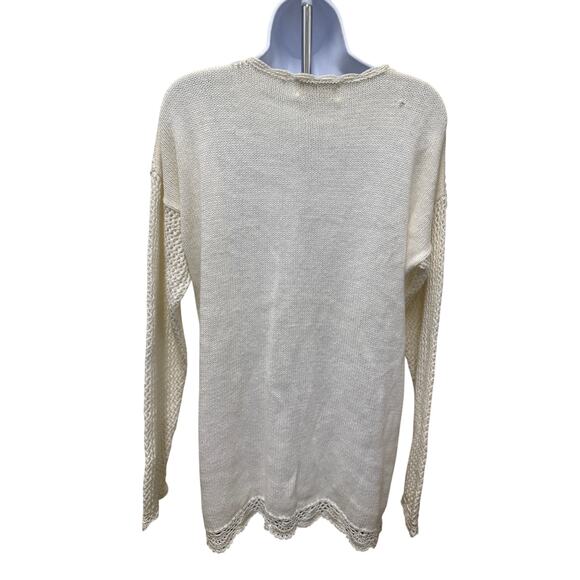 VTG HONEY Sweater PullOver Cotton Blend Knit Embroidered Crochet Long Sleeve M/L - Picture 6 of 6